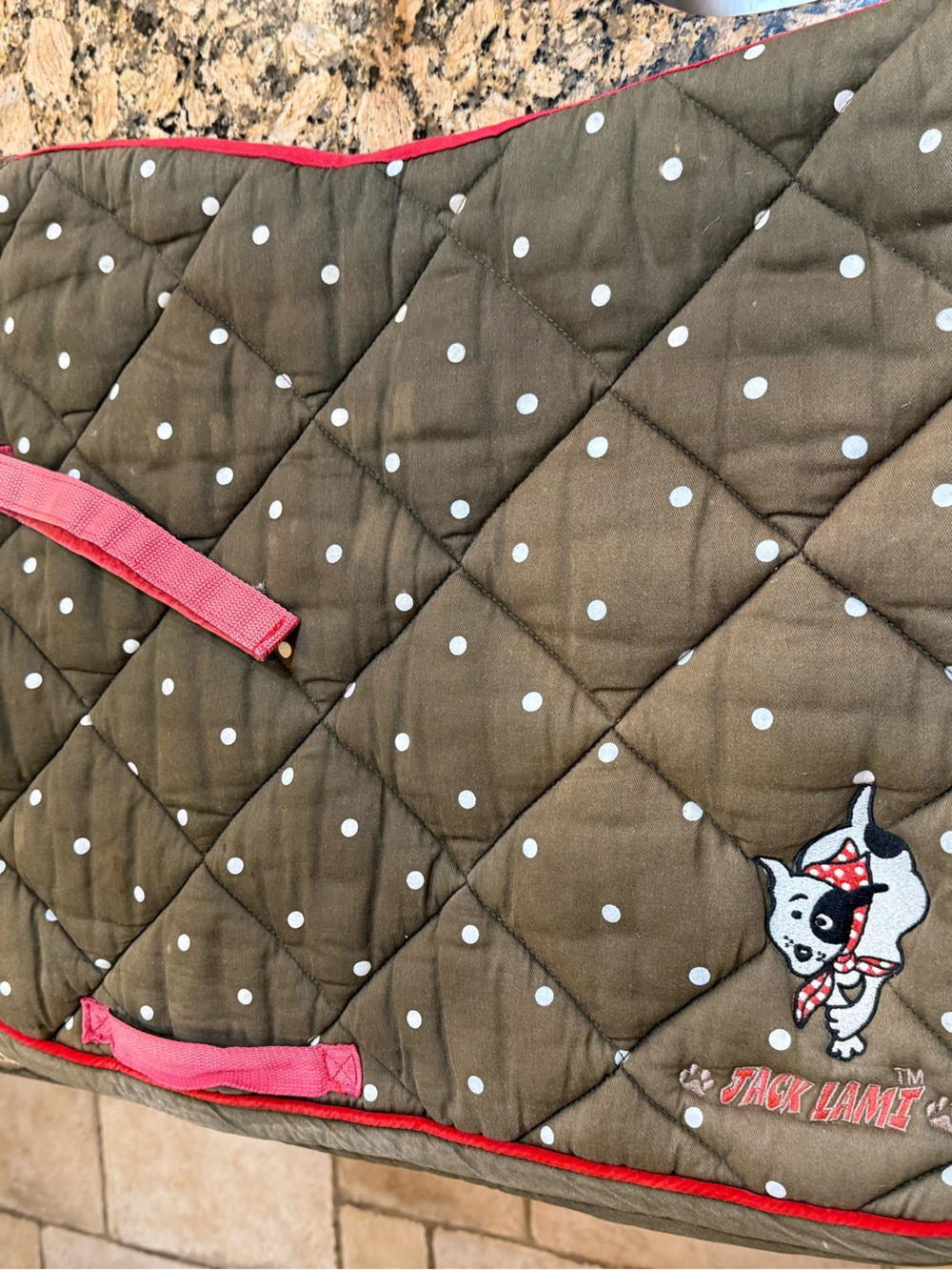 JACK LAMI equestrian English Quilted Polka Dot square saddle pad used